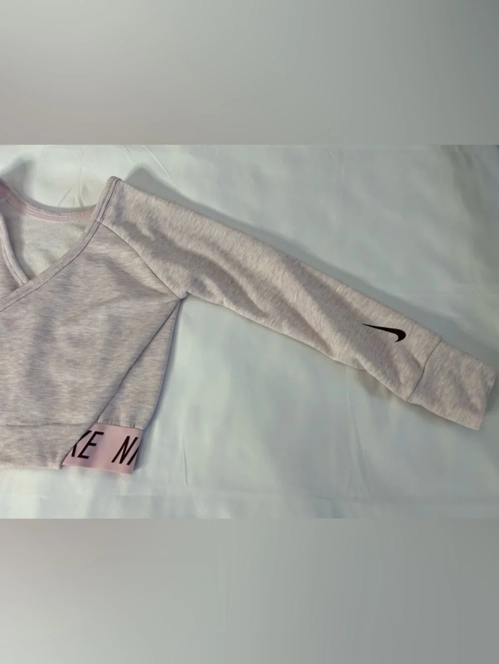 Nike Kid Studio Pink Heathered Crossover Cropped Sweatshirt Size Small